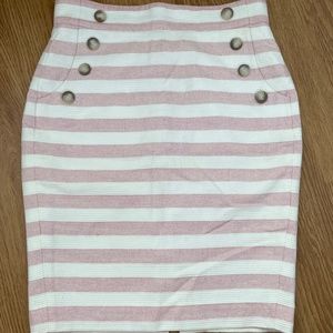 LOFT Pencil Skirt - Pink and White Stripe